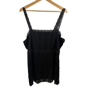 Teeenie Weenie 3X Black Lace Trim Tank Top Sleeveless Layering Cami